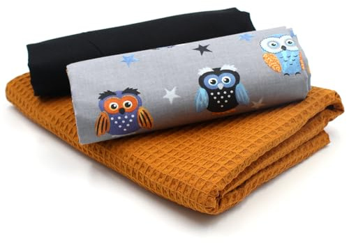 VmG-Store Våffelpiké + bomullstyg, set, färgkoordinerat, våffeltyg, 100 % bomullstyg, Tex Standard 100 (ugglegrå set06)