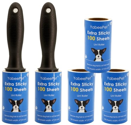 YabeePet Lint Roller Set - 4 Width - 2 Rollers & 3 Refills - Effective for Pet Hair, Clothing Fuzz (2 Rollers+3 Refills)