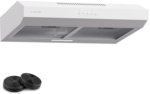 Klarstein hotte aspirante 60 cm, Hotte d'extraction avec filtre en aluminium compatible lave-vaisselle, évacuation d'air silencieuse, débit d'air de 200 m³/h, hottes murales efficaces avec LED