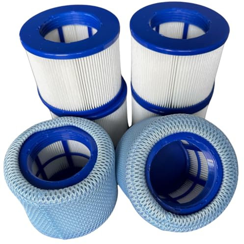 GAJA Filter Set 2-in-1 for Inflatable Spa, Infinite Spa, 6 Filter Cartridges and 2 Protective Nets for Clever Spa and Whirlpool Filter Spa Accessories Replacement Filter Inflatable Pools