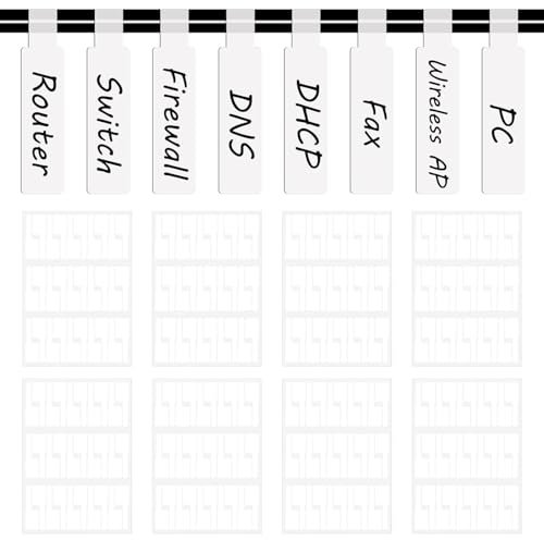 240 Stück Selbstklebende Kabeletiketten, Kabel Beschriftung Beschriften Kabelaufkleber Wasserdichte Kabelkennzeichnung Sortiert 8 Blatt Labels Weiß