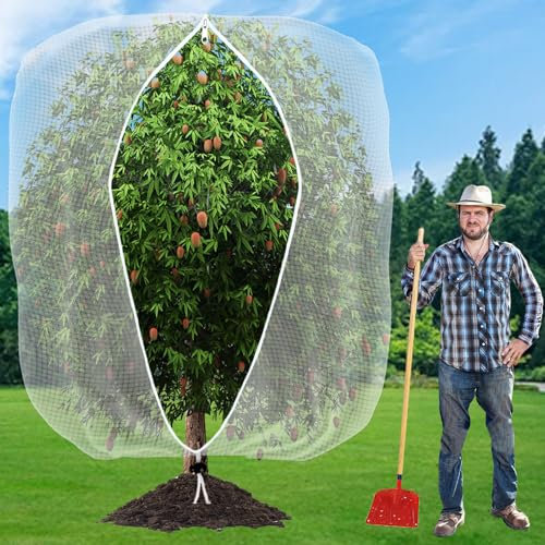 2.4 x 2.4M Insect Bird Barrier Netting Mesh with Zipper and Drawstring, Garden Bug Netting Plant Cover Bag for Protecting Fruits Tree Flowers Plants from Insects, Birds, and Other Animals