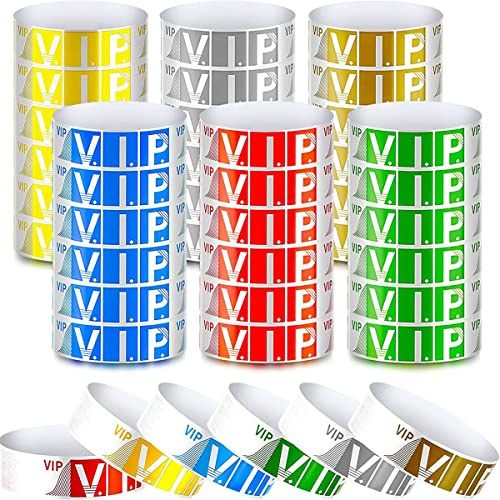 Okeeyseda Confezione da 600 Braccialetti di Carta VIP Braccialetti VIP Braccialetti VIP Impermeabili Braccialetti Colorati al Neon Varietà per Feste di