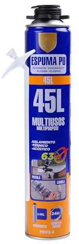 Espuma de Poliuretano 750ml con Cánula – Aislamiento Térmico y Acústico – Expansiva y de Secado Rápido – Para Construcción, Sellado y Reparación de Grietas, 1 unidad