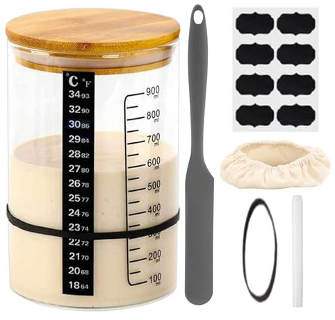 Barattolo per pasta madre, kit di fermentazione per yogurt, barattolo per pasta madre, cottura del pane, barattoli in per pasta acida a bocca larga, per la cottura del pane con