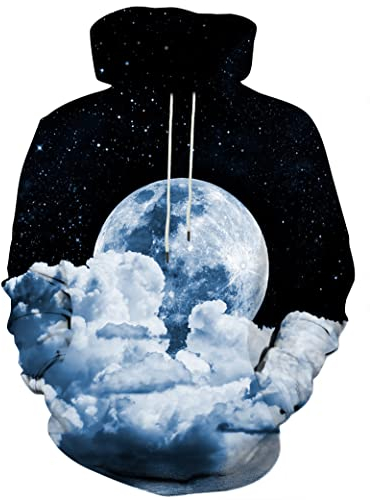 Yasswete Unisex Kapuzenpullover mit 3D-Muster, bedruckt, mit Kordelzug, große Taschen, Stil 39, XX-Large