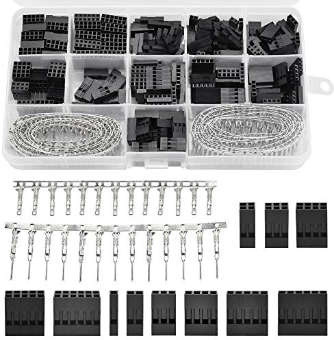 PERFETSELL 620 PCS Connector Kit 2.54mm Pitch JST SM 1 2 3 4 5 6 Pin Crimp Housing Connector with Wire/Cable Connectors Male Female Crimp Pins Adaptor Assortment Kit in Clear Box