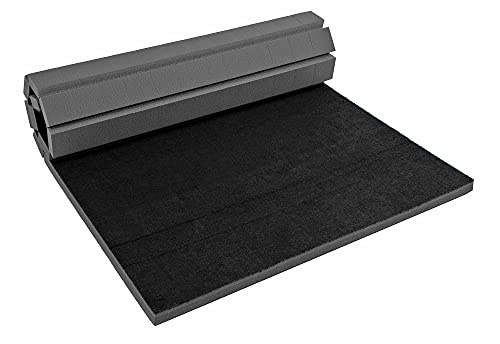 FlooringInc's Rollout Carpet Top Cheer Mat, Perfect as a Gymnastics Mat, Tumbling Mat or Portable Cheerleading Gym Mats for Home Workouts and Practice, Black, 3' x 6' x 1 3/8