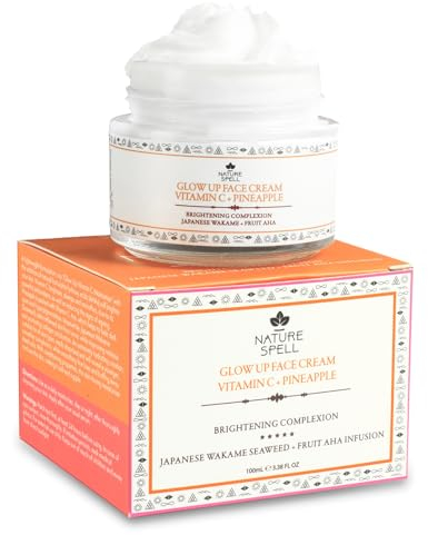 Nature Spell Vitamin C Face Moisturiser, Targets Dark Spots & Discolouration, Infused with Pineapple & Japanese Wakame, Vegan, 100ml