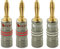 Nakamichi Ultimate Series 24K vergoldeter Beryllium-Rotes-Kupfer-Bananenstecker Banana-Steckverbinder für Lautsprecherkabel 12-18 AWG Gauge Größe 4 mm, für HiFi-Boxen Verstärker 4 Stück (2 Paare)