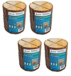 ALTIC Schwedenfeuer Gartenfackel Baumfackel Fackeln für draußen aus Holz für Garten Kamin Outdoor Kochen mit Anzünddocht Naturprodukt ca. 20cm groß (4X Outdoor Kochen)