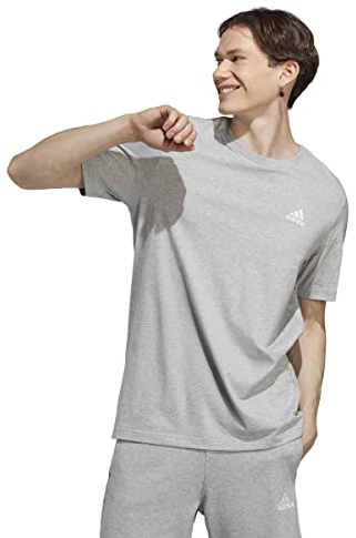 adidas Homme Essentials Single Jersey Embroidered Small Logo Tee, Medium Grey Heather, S