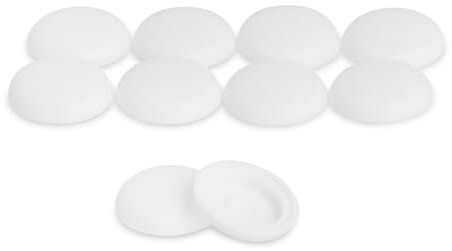 GleitGut Tapones para tornillos de cabeza alomada blancos, 10 unidades, para tornillos de alféizar de ventana (diámetro exterior: 12 mm, diámetro interior: 8,2 mm, altura: 2,5 mm)