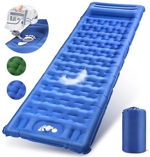Sentasi Materasso Gonfiabile Singolo Campeggio, Materassino Gonfiante Ultraleggero, Letto Gonfiabile Singolo per Campeggio, Trekking, Alpinismo, Viaggio, Backpacker-Blu