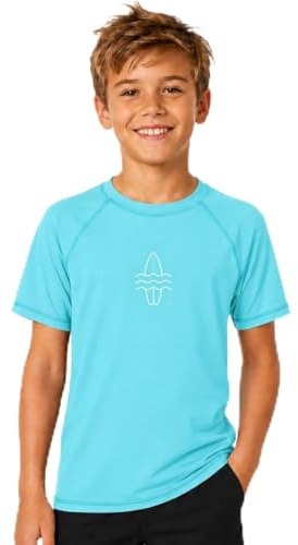 Glimnerize Pojkar Rashguard badskjorta kortärmad UV-skjorta badskjorta rund krage badmode torkning 104-164..