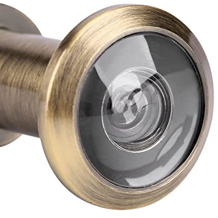 Judas de Porte à Angle de Vision Large de 200 Degrés, avec Couverture Robuste en Bronze Zincoy + Lentilles, Judas de Porte (Laiton antique)