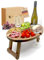 Decozy Life Weintisch Akazie Massivholz für Wein & Snacks - Weinbar & Weintablett für Zuhause oder Outdoor - geeignet als Aperol Geschenk & Weinhalter - Ideal als Couch Bar, Wein Zubehör & Sofatablett