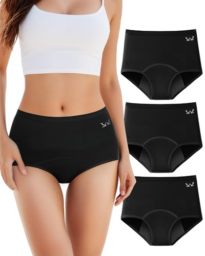 TANSTC Period Pants for Women, Leakproof Menstrual Underwear Black