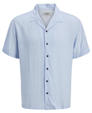 Jrebwater Stripe Resort Shirt Ss, Chambray Blue, L