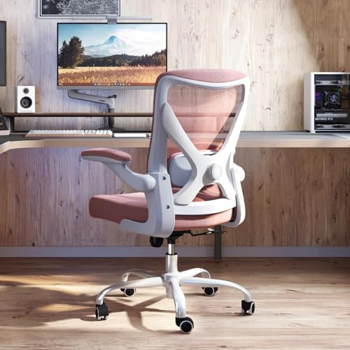TRALT Ergonomischer Bürostuhl - X-förmiger Computer-Schreibtischstuhl bequem, Gaming-Stuhl, Bürostuhl mit Lendenwirbelstütze, Mesh-Bürostühle, Schreibtischstuhl für Lange Stunden (Rosa)