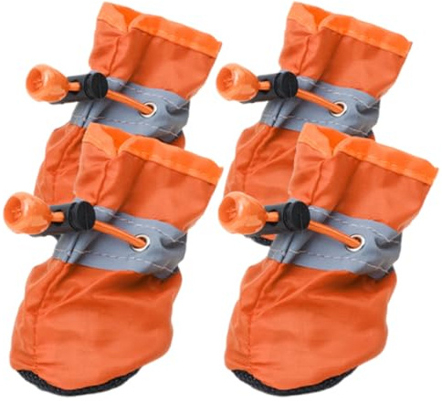 EIROVYA EIR 4 Piezas Protector de la Pata de Las Botas del Perro,Calcetines Antideslizantes para Perros,Zapatos Perro,Zapatos Impermeables para Perros con Correas Reflectantes,Ajustable Lavable