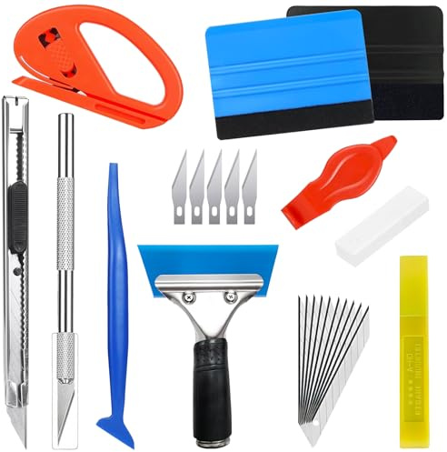 Espátula para Vinilo, CIYIN Rasqueta Vinilo, 23 Piezas Herramientas Película para Coche Kit, para Pegar Papel Pintado, Despegar Papel Pintado o Láminas para Ventanas
