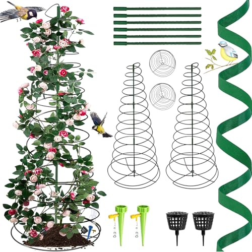 Tralicci Piante, Sostegno Piante Rampicanti in Metallo, Traliccio da Giardino a Spirale, Retrattibili Design, Facile da Riporre, Durevole e Resistente