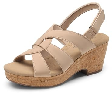 DREAM PAIRS Women's Wedge Sandals Comfortable Open Toe Platform Casual Dressy Cork Beach Summer Shoes,Size 9.5,Nude,DWUMWS2511