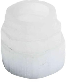 NKlaus Photophore en sélénite 6 x 6 cm en forme graduée - Bougeoir en pierre naturelle blanche pour bougies chauffe-plat - Énergique et décoratif - Idée cadeau et décoration - 16665