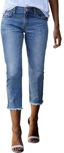 Onsoyours Jeans da Donna Capri Leggings 3/4 Lunghezza Elasticizzati Vita Alta Skinny Pantaloni in Denim Casual Estivi Pants Tagliati con Tasche