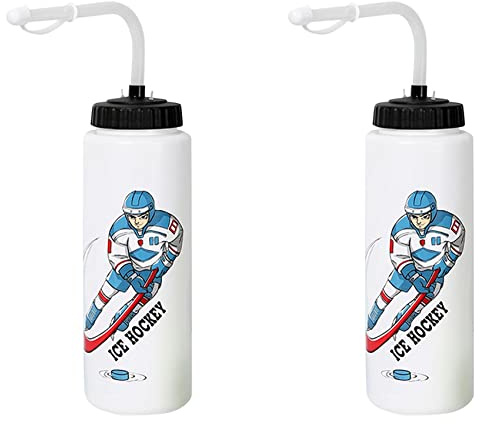 Xnuiasqe Lot de 2 bouteilles d'eau de hockey sur glace de 1000 ml - Portable - Grande capacité - Design classique - Bouteille de sport B