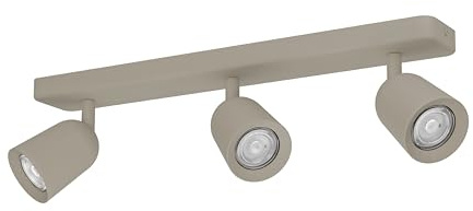 EGLO Camaldoli Taklampa med 3 ljuskällor, med tre flexibla strålkastare | spotlighttaklampa av sandfärgat stål, GU10-sockel