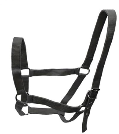 perfk Horse Halter,Wear Resistant Chin and Throat Snap Halter,Horse Rope for Pasture,Racecourse, black