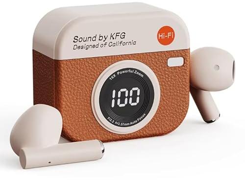 smartia - Auriculares Inalámbricos con Control Táctil, Sonido Bluetooth Hi-Fi, Estilo Retro y Calidad 2026, Pantalla LED y Base de Carga de 180 mAh, Cascos para Deporte y tamaño ergonómico