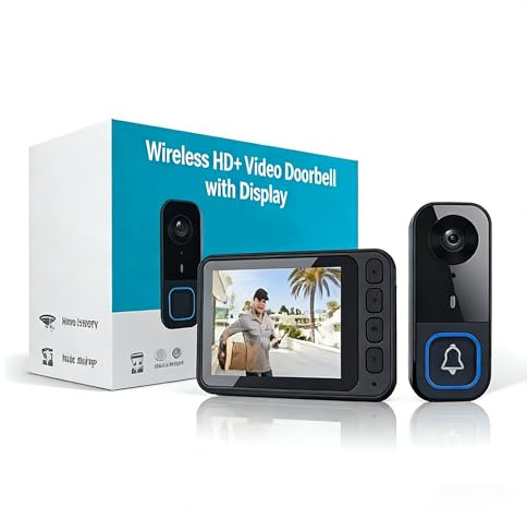 Sonnette sans Fil avec Camera Étanche IP65, Visiophone Interphone Video IPS 4,5 Pouces Ecran, Sonnette sans Fil Exterieur Etanche 120m Vision Nocturne, sans WiFi/sans App, Interphone Bidirectionnel