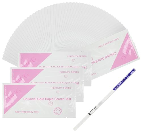 AYBUY 50 Tests de Grossesse Précoces, HCG Test, Sensibilité 25 mIU/ml, Détection Précoce, Utilisation Facile