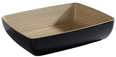 APS 84590 GN 1/2 Schale FRIDA, 32,5 x 26,5 cm, Höhe 7,5 cm, Melamin, schwarz/Holzoptik