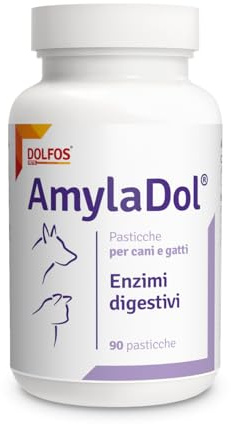Dolfos AmylaDol 90 Compresse Enzimi Pancreatici, Integratori per Cani e Gatti con Amilasi, Lipasi e Proteasi, Supporto Pancreas e Digestione