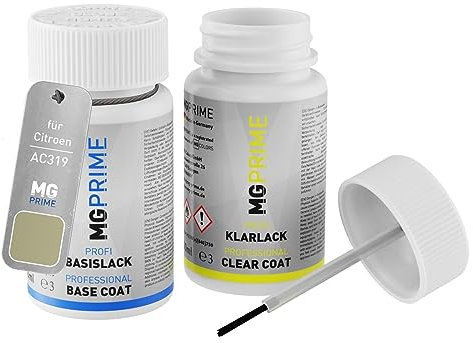 MG PRIME Peinture voiture kit de stylo retouche pour Citroen AC319 Feuille Doree Metallic/Gold Leaf Metallic de base de vernis de 50ml par flacon