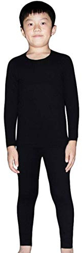 LANBAOSI Kids Thermal Underwear Set Children Boys Base Layer Long Johns Bottoms and Long Sleeve Top Black