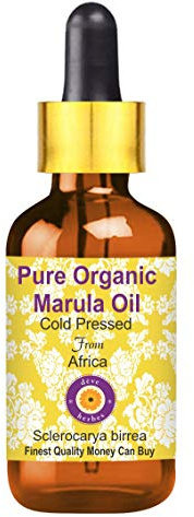 Deve Herbes Pure Huile de Marula biologique (Sclerocarya birrea) avec compte-gouttes en verre Pressé à Froid qualité thérapeutique naturelle 5ml (0,16 oz)