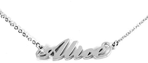 Flowers Collana con il tuo nome in acciaio lucidissimo, stile Carrie Bradshaw dal cult Sex & The City per essere sempre al Top. IDEA REGALO (Alice)