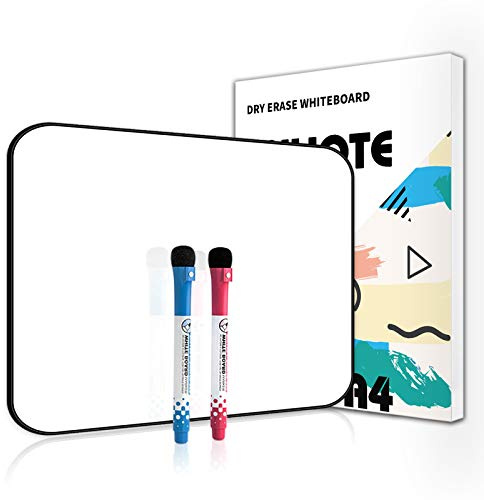ANLIOTE Liten torr radering vit tavla 30 cm x 20 cm, bärbar och dubbelsidig mini markör whiteboard magnetisk för barn ritning skrivande student skola hem kontor, personlig handhållen whiteboard – 2