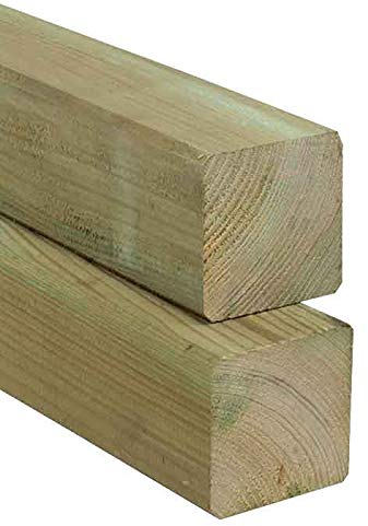 Gartenwelt Riegelsberger Madera cuadrada de pino impregnada, 90 x 90 mm, altura 190 cm, postes de madera de construcción de 4 lados, valla de madera lisa