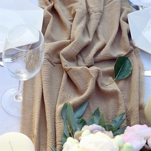 12 stycken tygservetter, muslin-diskhanddukar, bordsdekoration, servetter, bröllop, födelsedag, linneservetter, perfekt för fester, hem, kaféer restauranger och hotell – 42 x 42 cm, brun
