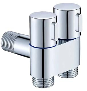 Vanne équerre double en laiton pour lavabo - Valve de régulation de 1,27 cm - Raccordement à l'eau