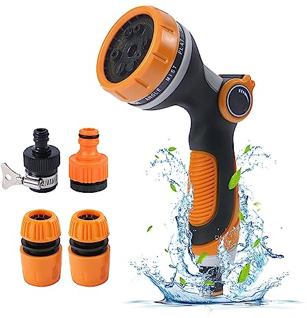 Mezere Hose Pipe Spray Gun Garden Hose Spray Gun Attachment,10 Adjustable Patterns Spray Nozzle High Pressure Anti-Leaking Garden Hose Nozzles & Spray Guns Connector for Watering Plants Cars