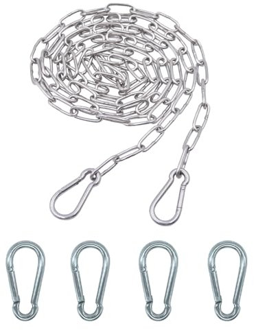 Editbar Cadena de acero inoxidable con mosquetón, cadena de acero redonda, 3 m de diámetro de 3 mm, eslabones de acero inoxidable, cadenas de metal para colgar, adecuada para correas de perros, sillas