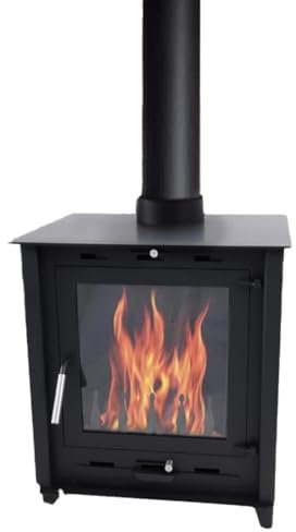 Générique Poêle à bois à accumulation 8,8-12 kW - bûches de 45 cm avec système de verre propre, sortie des fumées par le dessus, tiroir à cendres pour un nettoyage facile