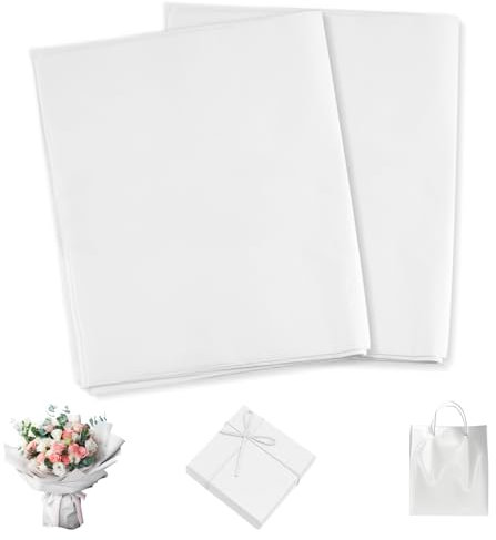 120 Blatt Seidenpapier Weiß, Seidenpapier Verpackungsmaterial, 50x35 cm Tissue Paper, Transparentpapier Bastelpapier zum Kreieren Pompoms Papierblumen Geschenkpapier für Hochzeit Geburtstag DIY Deko